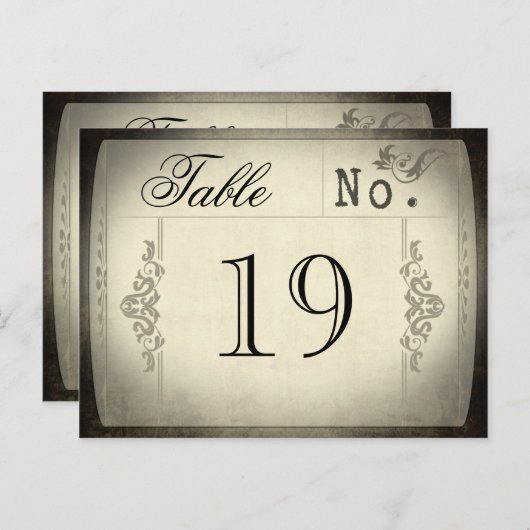 ticket Trouwtafel nummers Briefkaart (Voorkant / Achterkant)