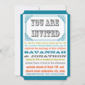  Ticket Typografie Blauwgroen Geel Oranje Koraal Kaart (Voorkant)