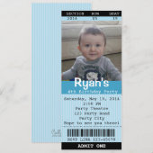 Ticket Uitnodiging (Blauw) met Foto - Theater/Film (Voorkant / Achterkant)