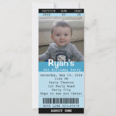 Ticket Uitnodiging (Blauw) met Foto - Theater/Film (Voorkant)