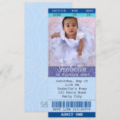 Ticket Uitnodiging Blauwe Glitter Foto Bioscoop Th (Voorkant / Achterkant)