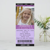 Ticket Uitnodiging (Paars) Foto - Theater/Film (Staand voorkant)