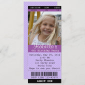 Ticket Uitnodiging (Paars) Foto - Theater/Film (Voorkant / Achterkant)