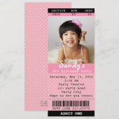 Ticket Uitnodiging (Roze) met Foto -Theater/Film (Voorkant / Achterkant)