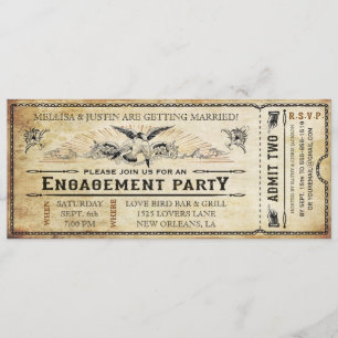 Ticket-uitnodiging van de Engagement Party Kaart