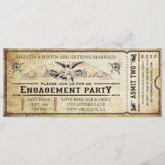 Ticket-uitnodiging van de  Engagement Party Kaart