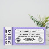 Ticket-uitnodiging van de Paarse & zwarte GraduPar Kaart (Staand voorkant)
