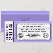 Ticket-uitnodiging van de Paarse & zwarte GraduPar Kaart (Voorkant / Achterkant)