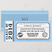 Ticket-uitnodiging voor Blue & Black Graduation Pa Kaart (Voorkant / Achterkant)