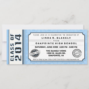 Ticket-uitnodiging voor Blue & Black Graduation Pa Kaart