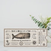 Ticket-uitnodiging voor Nautical Whale Engagement Kaart (Staand voorkant)
