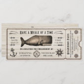 Ticket-uitnodiging voor Nautical Whale Engagement Kaart (Voorkant / Achterkant)
