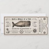 Ticket-uitnodiging voor Nautical Whale Engagement Kaart (Voorkant)