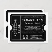 Ticket-uitnodiging voor zwart/wit digitaal Afstude Kaart (Voorkant / Achterkant)