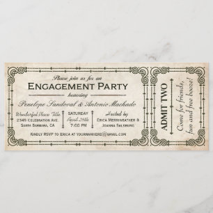 Ticket-uitnodigingen van de  Engagement Party I Kaart