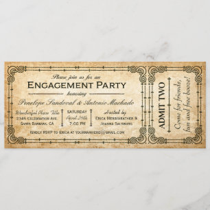 Ticket-uitnodigingen van de  Engagement Party II Kaart