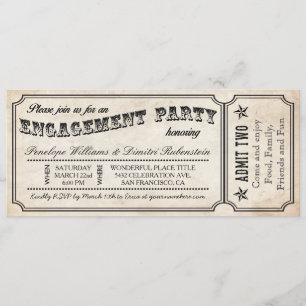 Ticket-uitnodigingen van de Engagement Party Kaart