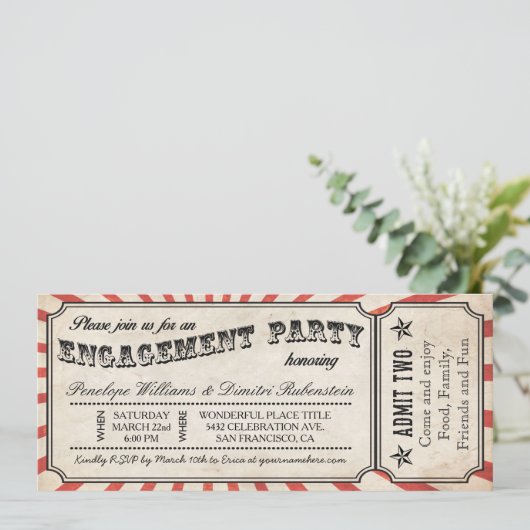  Ticket-uitnodigingen van de Engagement Party Kaart (Staand voorkant)