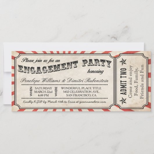  Ticket-uitnodigingen van de Engagement Party Kaart (Voorkant)