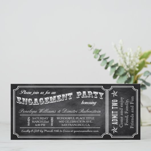 Ticket-uitnodigingen van de Engagement Party Kaart (Staand voorkant)