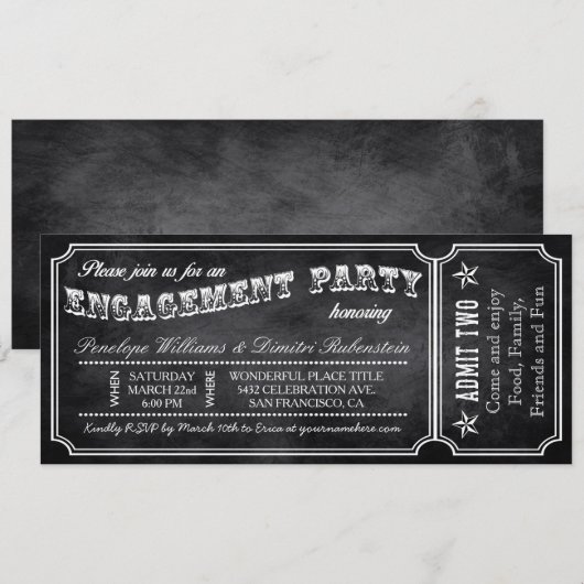  Ticket-uitnodigingen van de Engagement Party Kaart (Voorkant / Achterkant)