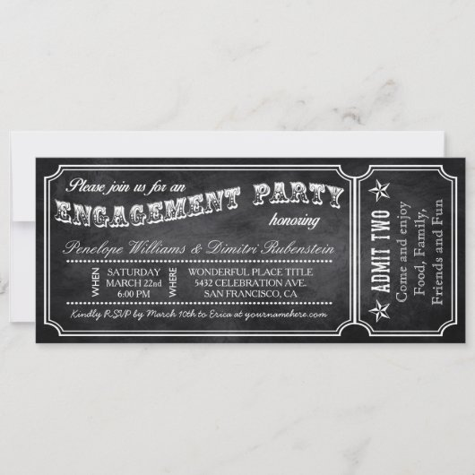 Ticket-uitnodigingen van de Engagement Party Kaart (Voorkant)