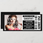 Ticket uitnodigingen, zwart-wit ticket kaart (Voorkant / Achterkant)