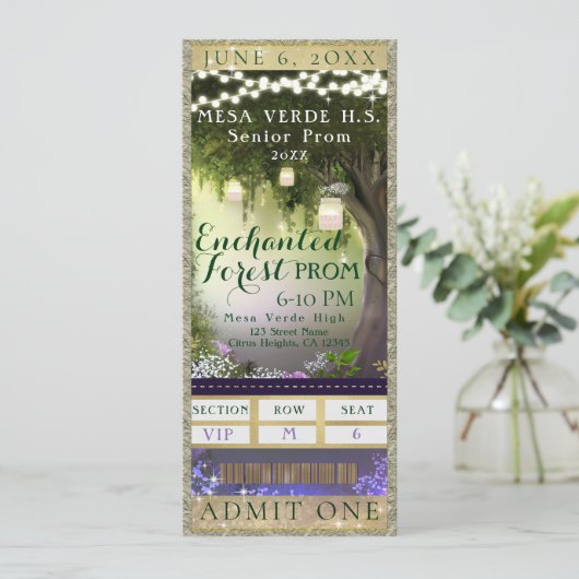 Ticket van de Partij van het BosProm VIP Kaart (Staand voorkant)