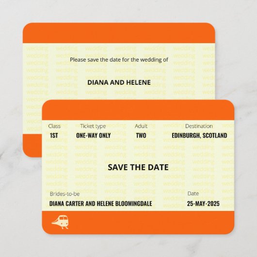 Ticket van trein geïnspireerd | LGBTQ+ Sla de datu Kaart (Voorkant / Achterkant)