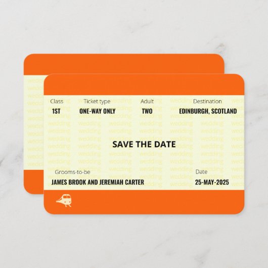 Ticket van trein geïnspireerd | Weddenschap Save t Kaart (Voorkant / Achterkant)