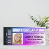 Ticket verjaardagsfeest uitnodigingen (Staand voorkant)