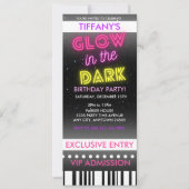 Ticket Verjaardagsuitnodiging | Glow In The Dark Kaart (Voorkant)
