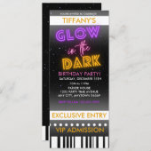 Ticket Verjaardagsuitnodiging | Glow In The Dark Kaart (Voorkant / Achterkant)