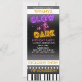 Ticket Verjaardagsuitnodiging | Glow In The Dark Kaart (Voorkant)