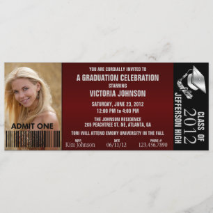 Ticket voor Afstuderen-toelating Uitnodigen Kaart