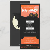 Ticket voor Black & Oranje Halloween Spooky Party Feestdagenkaart (Voorkant / Achterkant)