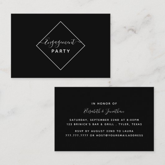 Ticket voor de zwarte & Gold Diamond Engagement Pa (Voorkant / Achterkant)