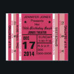 Ticket voor Fun Invitation Briefkaart<br><div class="desc">Ticket To Fun Invitation Briefkaart grafisch ontwerp van Artinspire. Nodig je fans (gasten) uit voor een evenement dat ze altijd zullen onthouden met deze leuke ticketuitnodiging. Kleurrijke roze, wit en zwart ontwerp ziet eruit als een ticket voor een concert, spel of uw speciale evenement! Ideaal voor 16-jarig verjaardagsfeest, jubileum, bruiloft,...</div>