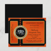 Ticket voor Halloween-maskeradefeest Kaart (Voorkant / Achterkant)