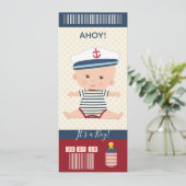 Ticket voor peuter Baby shower Nautical Boarding P Kaart (Staand voorkant)