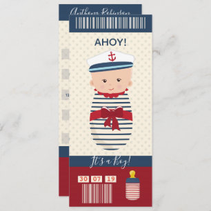 Ticket voor peuter Baby shower Nautical Boarding P Kaart