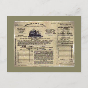 Ticket voor RMS Titanic 1912 Feestdagenkaart