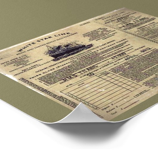 Ticket voor RMS Titanic 1912 Poster (Hoek)