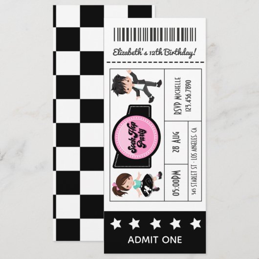 Ticket voor Sock Hop-feest Kaart (Voorkant / Achterkant)
