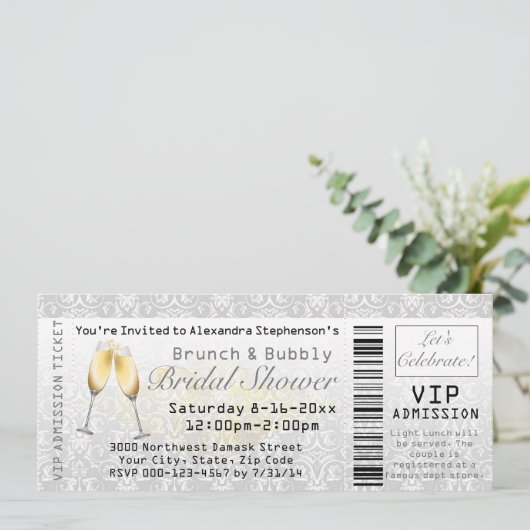 Ticket voor toelating van Brunch en Bubble Vrijgez Kaart (Staand voorkant)