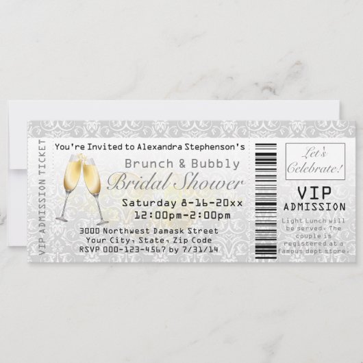 Ticket voor toelating van Brunch en Bubble Vrijgez Kaart (Voorkant)