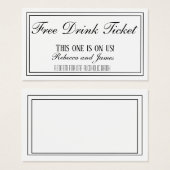 Ticket voor zwarte en witte bruiloft gratis Drink Visitekaartje (Voorkant /achterkant)