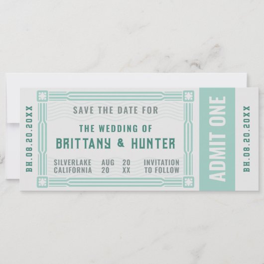  Ticket Zee Groen Sla de datum op Save The Date (Voorkant)