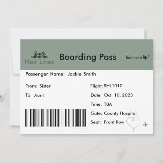 Ticket Zwangerschap Aankondiging voor Familie