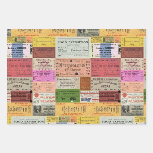  Tickets Collage Decoupage inpakpapier (Voorkant)